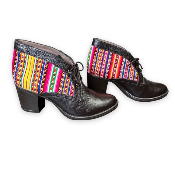 Killasumaq Mister Stenholm Dark Brown Leather Booties Serape Fabric Size EU 39 - Picture 6 of 17